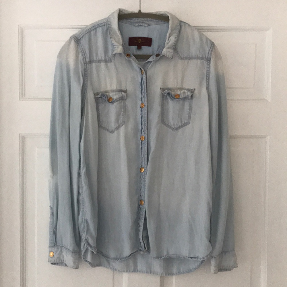 7 for all Mankind Ripped Denim Shirt